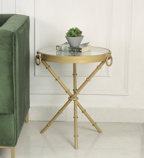 Bellmore Glass Side Table In Gold Finish