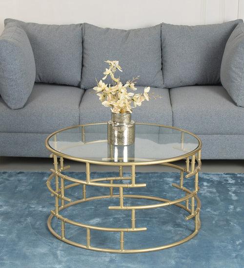 Hilden Glass Coffee Table In Gold Finish