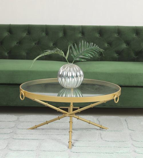 Bellmore Glass Coffee Table In Gold Finish