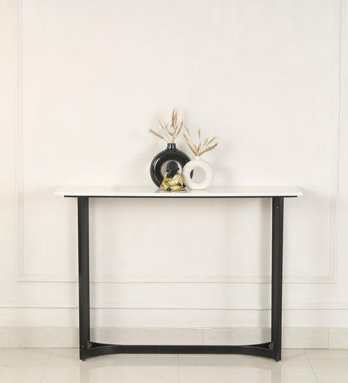 Verona Marble Console Table In Black Finish