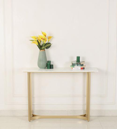Verona Marble Console Table In Gold Finish