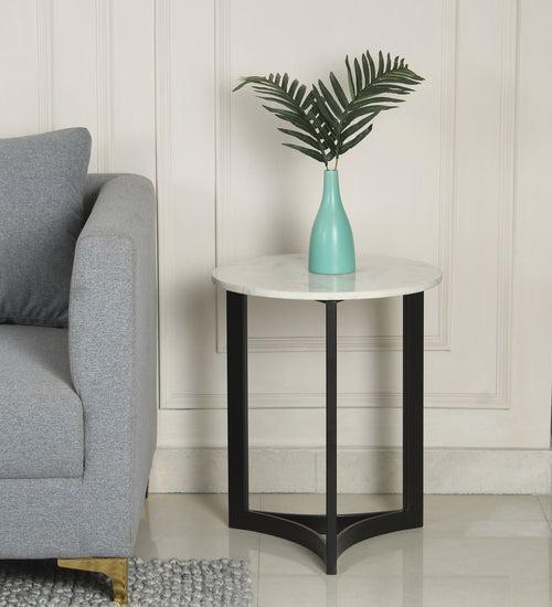 Verona Marble Side Table In Black Finish