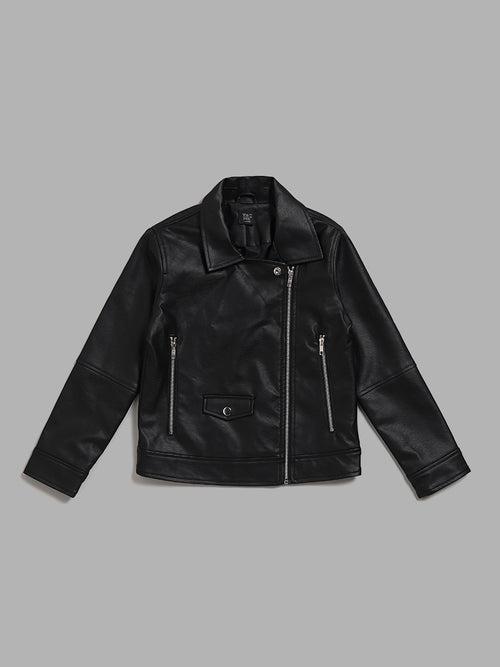 Y&F Kids Black Biker Jacket