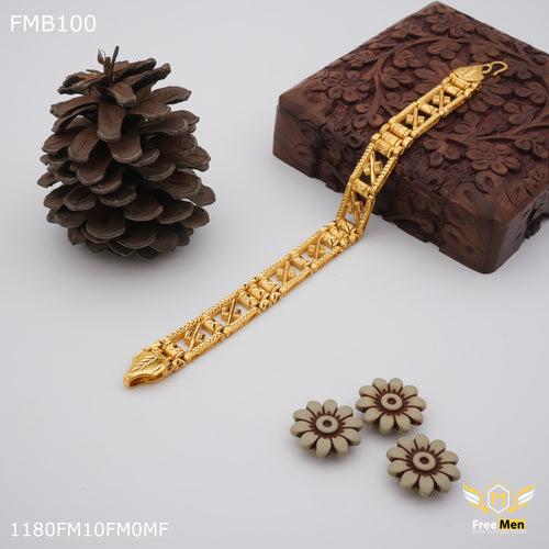 Freemen Damaru design Golden Bracelet for Men - FMB100