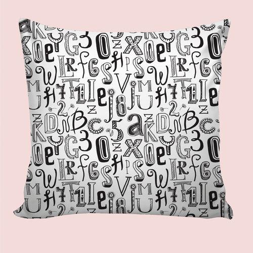 6thCross Printed  Cushion Cover with Inside Filler |abcd Cushion | 12" x 12" | Best for Gift