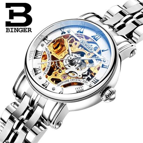 Binger Swiss Hollow Mechanical Watch Women B 5066 HW