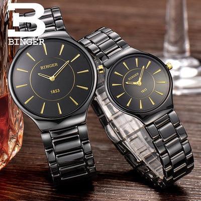 Binger Swiss Ceramic Quartz Couple Watch BS8006CB