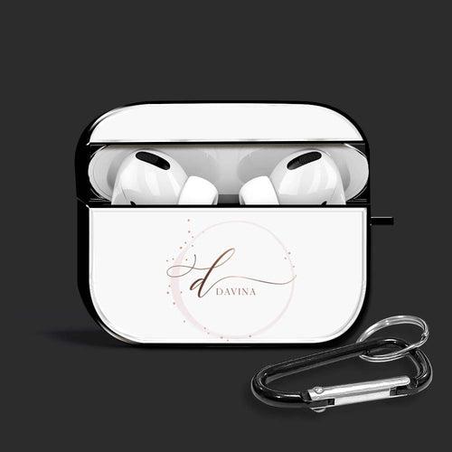 White Initial Name Airpods Glass Case