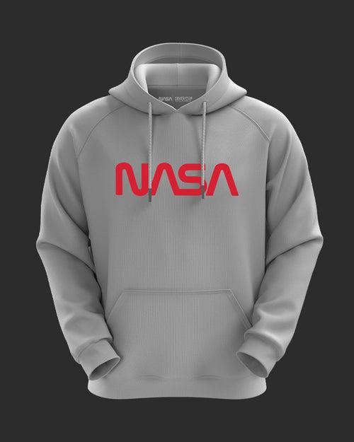 NASA Worm Red Logo Light Grey Hoodie