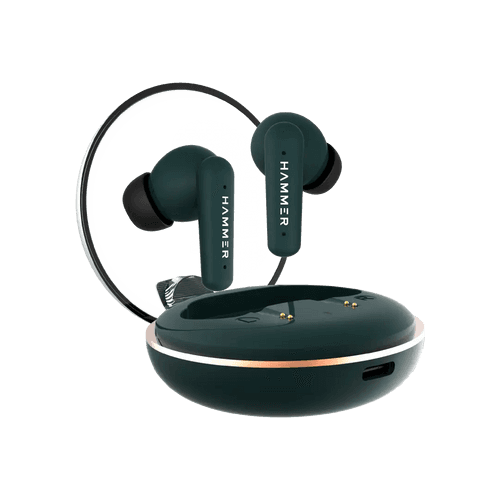 Hammer Airflow Plus TWS Earbuds with Bluetooth 5.1 and Smart Touch Control (Emerald Green)