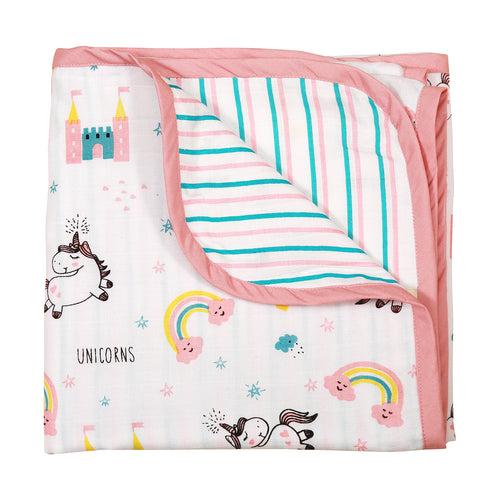 Reversible Muslin Blanket - Believe in Unicorn