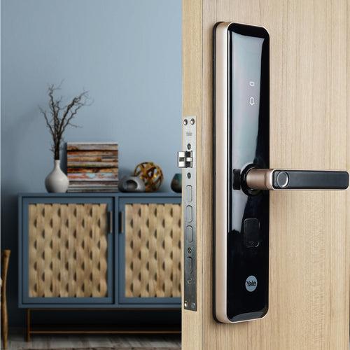 YDME 200 NxT Digital Door Lock with fingerprint, PIN, Manual Keys, RFID Card - Gold