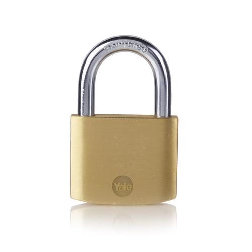 Y110B/50/126SS/1 Yale Brass Padlock with Stainless Steel Shackle, Brass finish