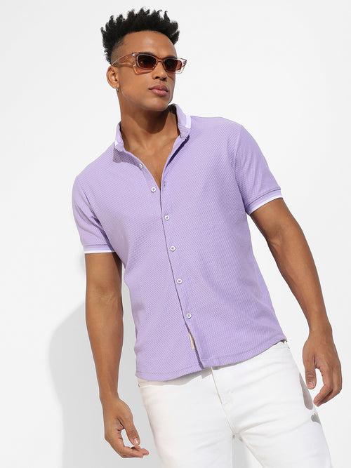 Men's Lavender Honeycomb Knit Shirt