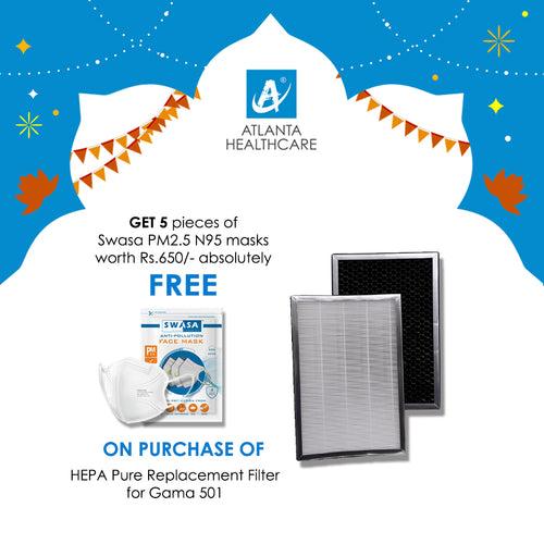 HEPA Pure Replacement Filter for Gama 501 (+5 FREE Swasa PM2.5 N95 Face Mask)