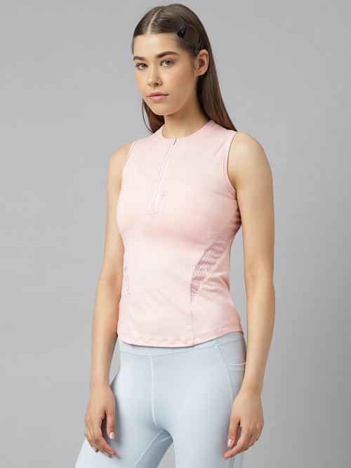 Women's front zipper sleeveless top