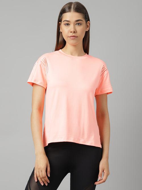Fitkin women short sleeves t-shirt with laser cut detail