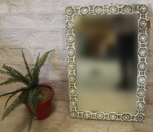 Distressed Carved Mirror