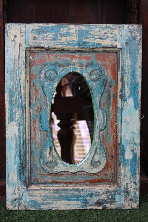 Blue and Brown Distressed Mirror