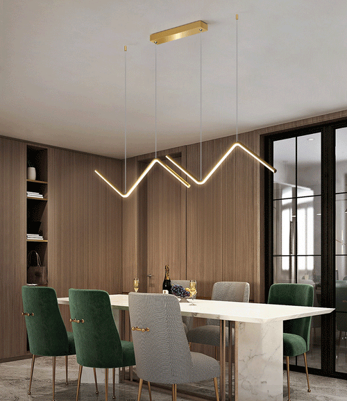 Gold Body Modern Linear LED Chandelier Pendant Light Hanging Suspension Lamp - Warm White