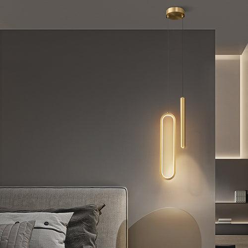 2 Light Modern LED Oval Gold Spot Pendant Lamp - Warm White