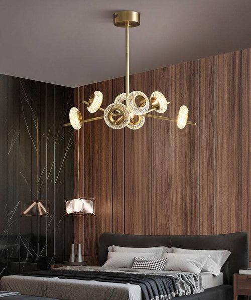 8 Light Electroplated Gold Metal Modern Chandelier Ceiling Light - Warm White