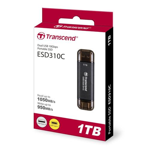 Transcend 1TB Portable SSD, ESD310C, USB 10Gbps with Type-C and Type-A TS1TESD310C