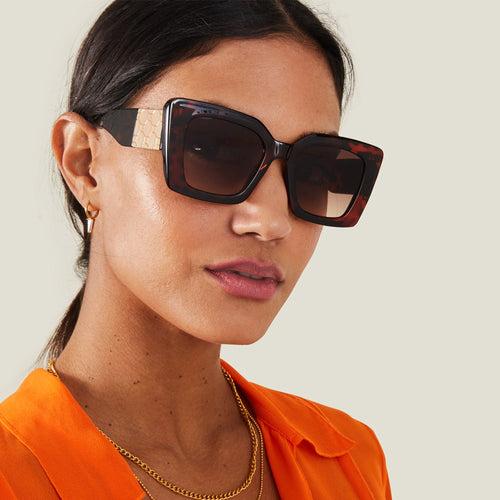 Accessorize London Women's Cateye Hexagon Tortoiseshell Sunglasses