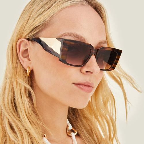 Accessorize London Women's Wide Arm Metal Cateye Sunglasses