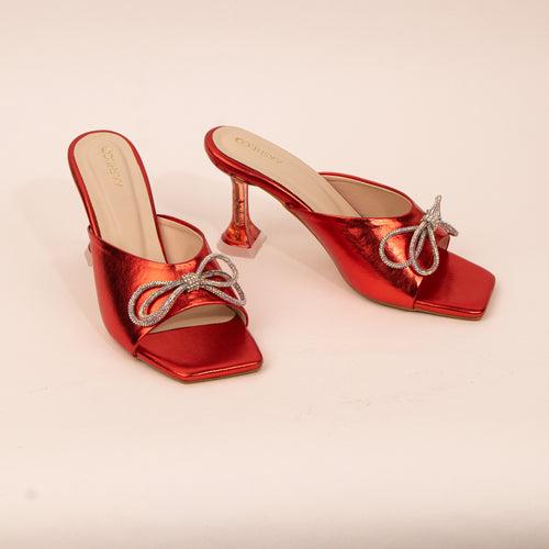 Zene Crystal Red Bow Heels