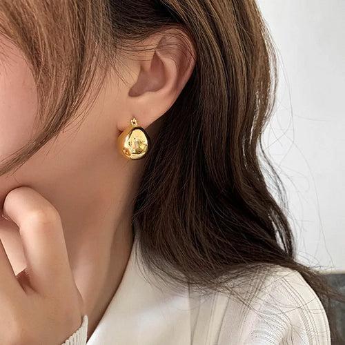 Gold Plated Round Stud Shaped Hoop Earrings