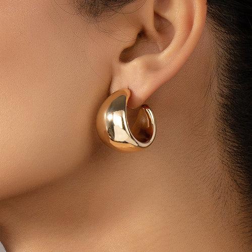 Gold Plated Thick Solid Hoop Earrings