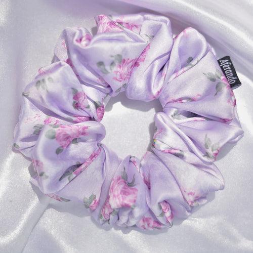 Lavender Flower Print Premium Quality Satin Scrunchie