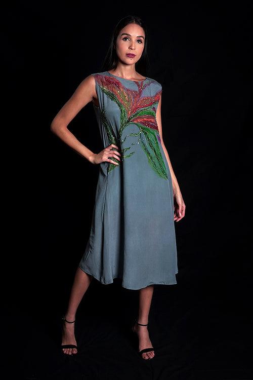 SEESA- Titanium Long Dress With Highlights