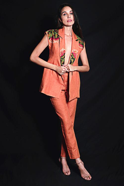 SEESA- Sundial Blazer With Embroidery On Organza