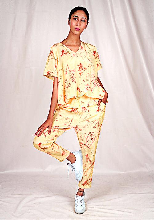 SEESA - Yellow loose-fit printed jumpsuit