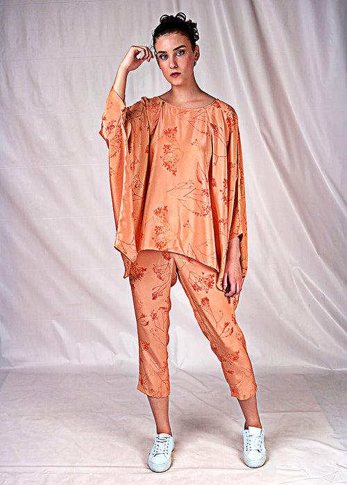 SEESA-Pink embroidered top with kimono sleeves