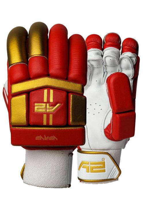 Cricket Batting Gloves - Gold & Red
