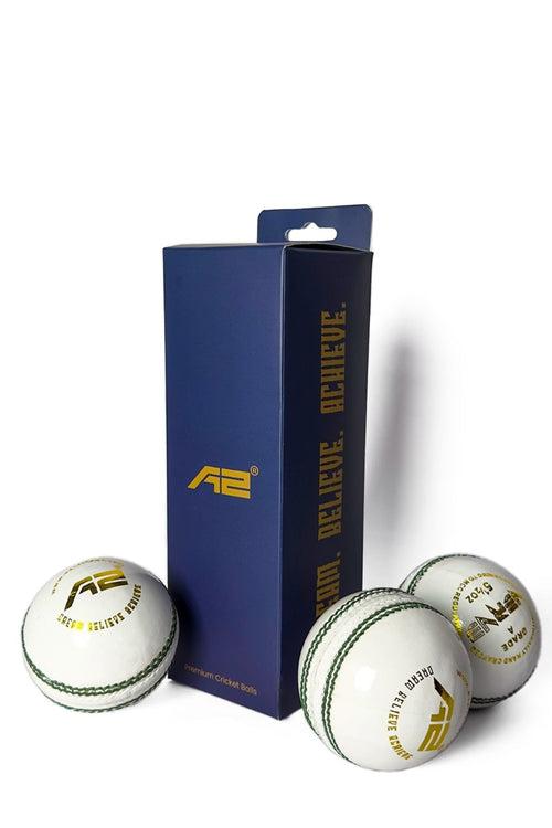 4 Piece Leather Cricket Ball - Verve White (Box of 3 balls)