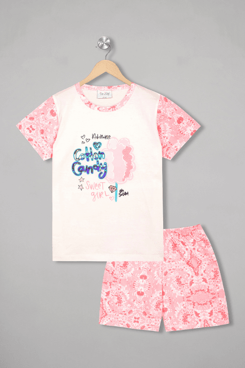 Pink Sugar Rush Shorts Set / Nightsuit / Nightwear / Sleepwear / Loungewear For Girls