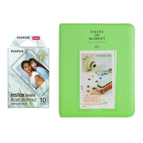 Fujifilm Instax Mini 10X1 blue marble Instant Film with Instax Time Photo Album 64 Sheets