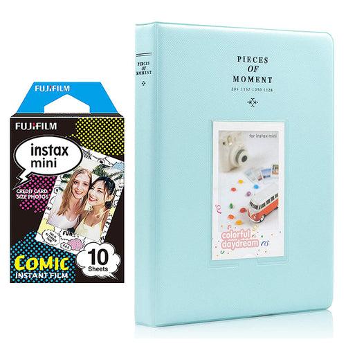 Fujifilm Instax Mini 10X1 comic Instant Film With 128-sheet Album for mini film (ice blue)