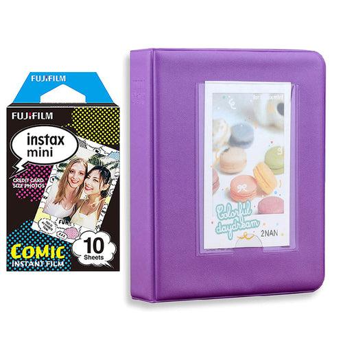 Fujifilm Instax Mini 10X1 comic Instant Film with Instax Time Photo Album 64 Sheets (Violet Purple)