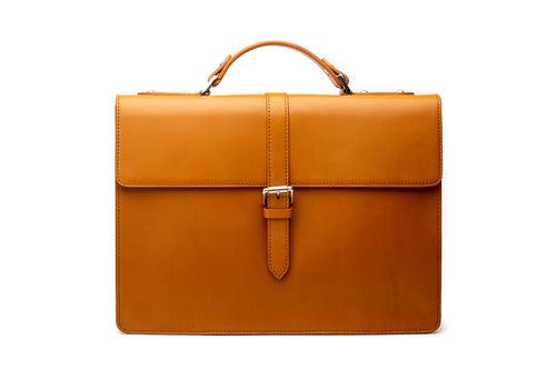 Leather Laptop Briefcase - Tan