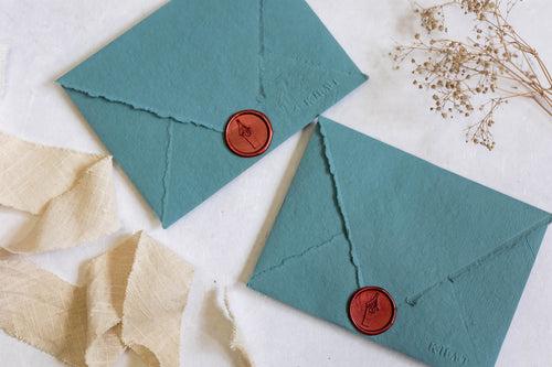 Enfolded in love - Dusty Blue / Pack of 5 Handmade Paper Envelopes