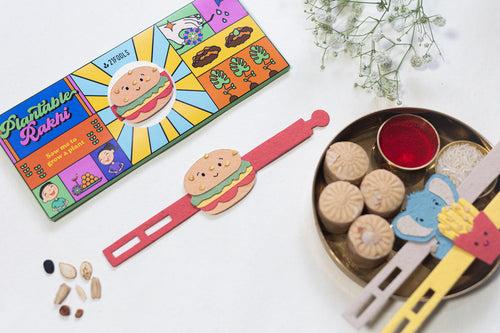 Burger - Plantable Paper Rakhi for kids