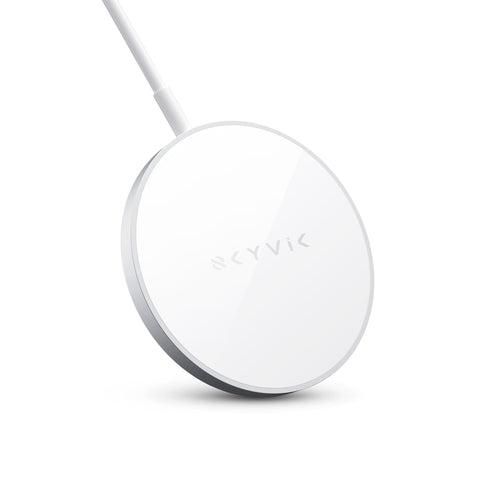 SKYVIK Beam Tap Magsafe Compatible 15W Fast Wireless Charging pad for iPhone 12, 13 & 14 Series - White