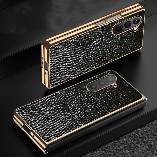 Gold Electroplated Premium Leather Luxury Case