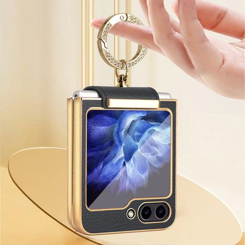 Ring Holder Gold Electroplated Premium Leather Case