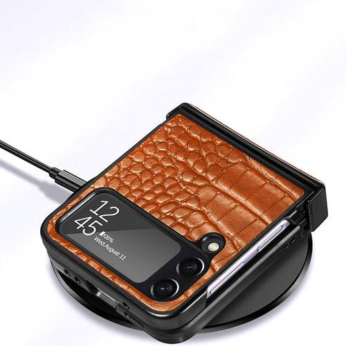 Saddle Brown Croco Pattern Leather Luxury Case